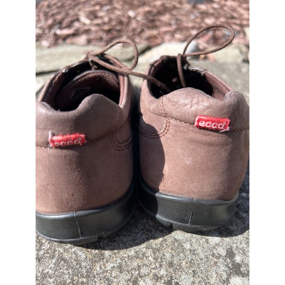 Ecco brown suede lace up oxfords 39/8.5 comfortable support flats logo - Picture 3 of 6